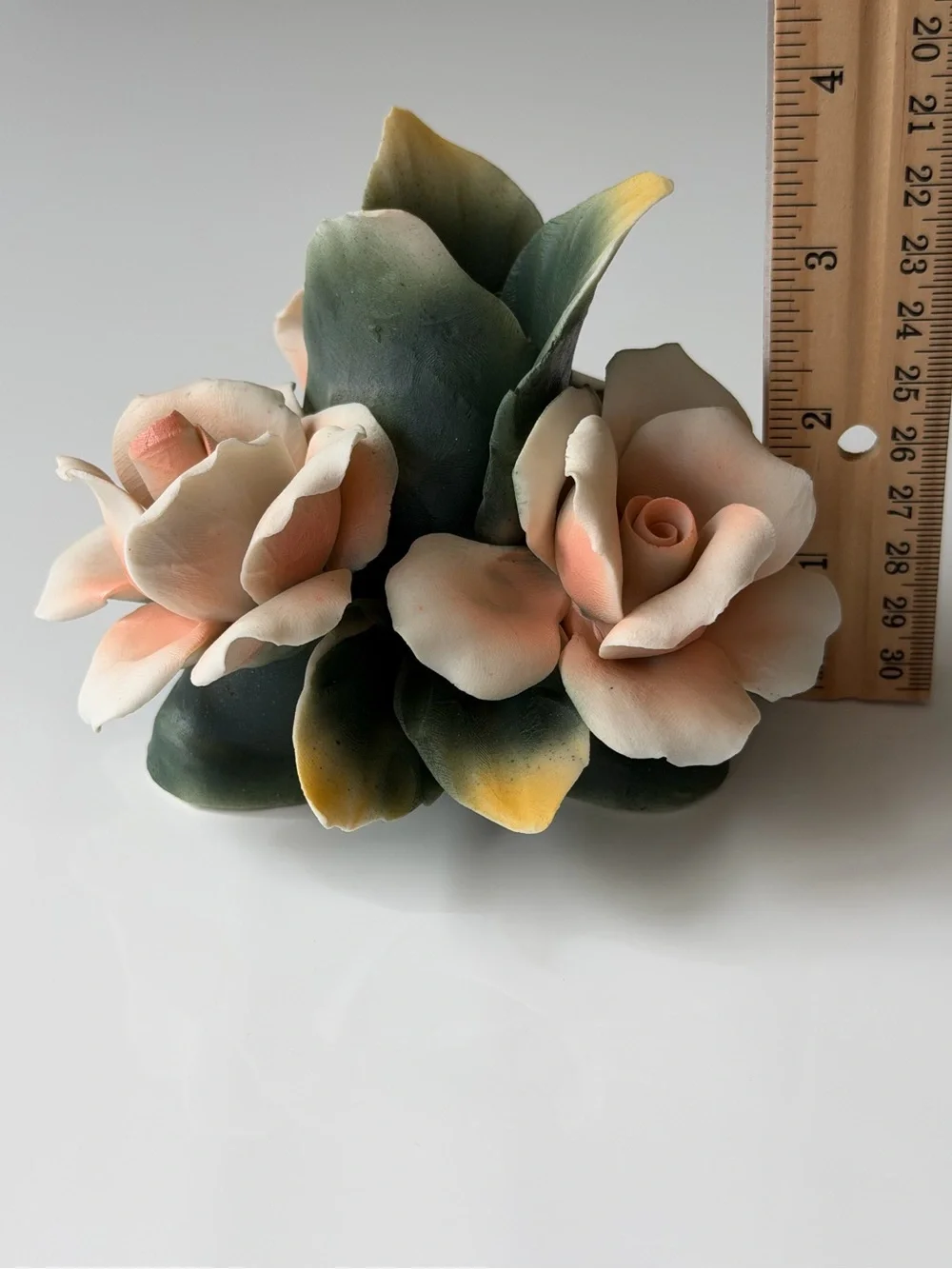 Vintage Capodimonte 1987 for Arnart Fine Ceramic Rose Taper Candle Holder -Italy